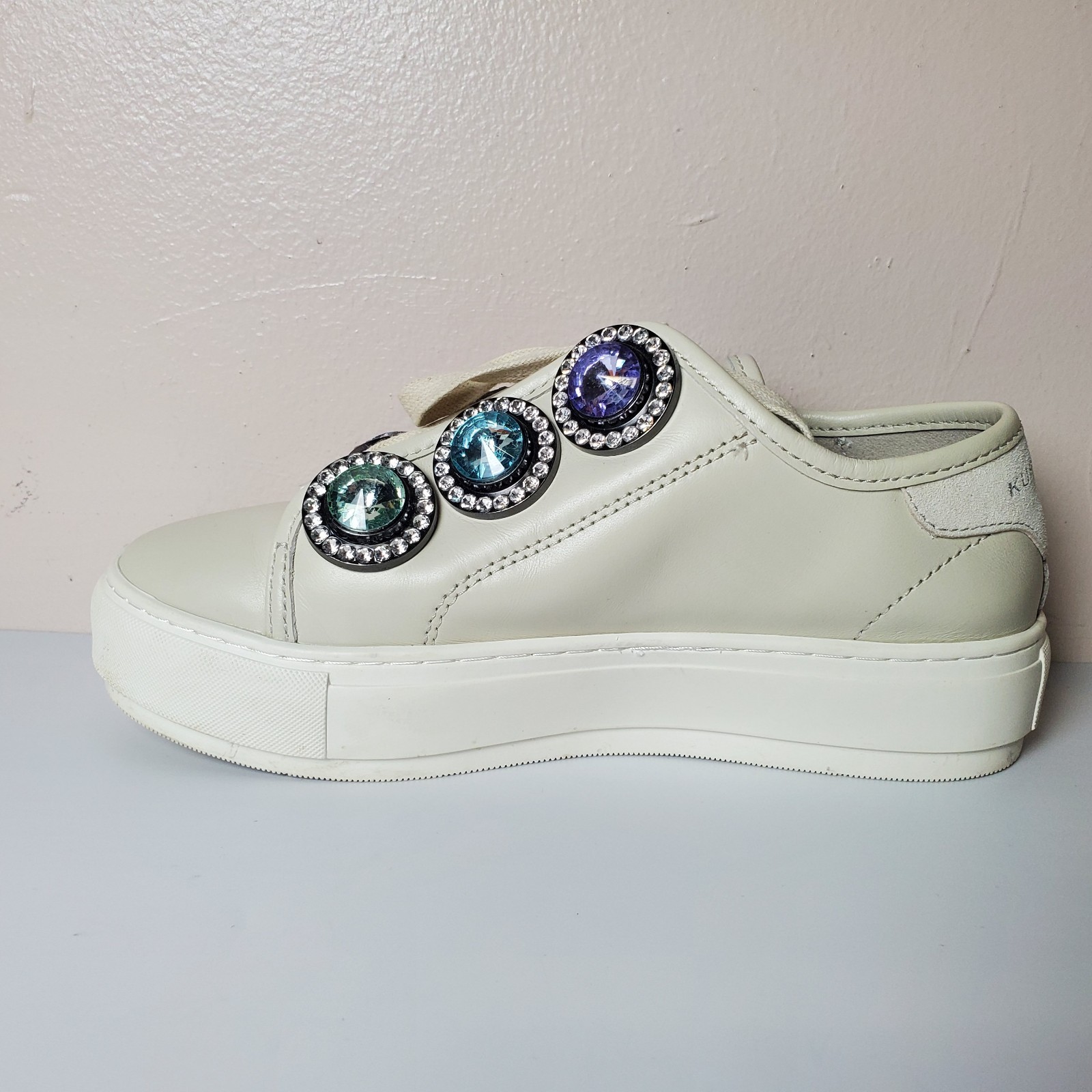 Kurt Geiger London Laney Octavia Leather Sneakers Pastel Crystals Rhinestones