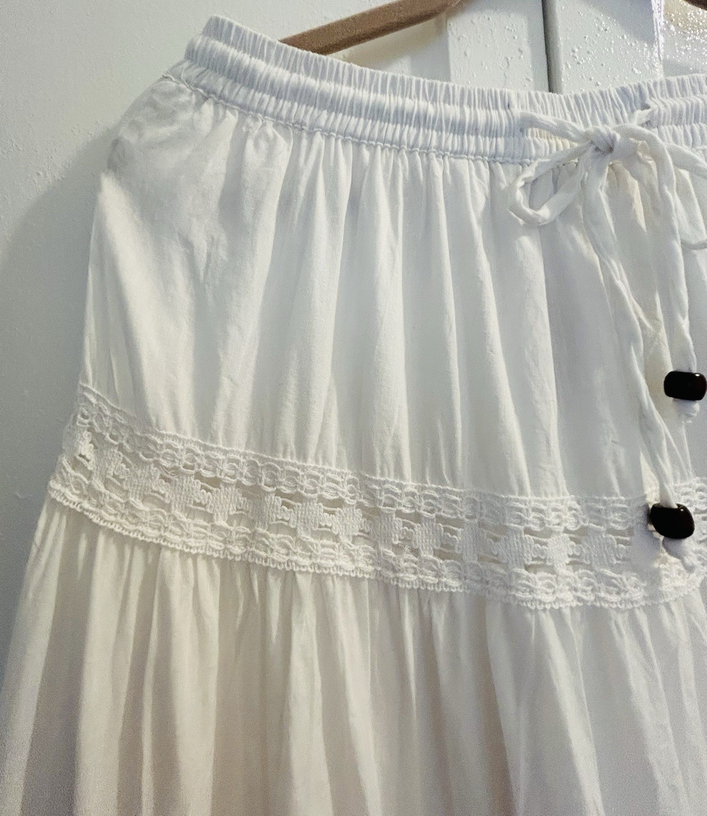 Small/Medium/ Large New White Cotton Eyelet Lace Tiered Aline Skirt Lined