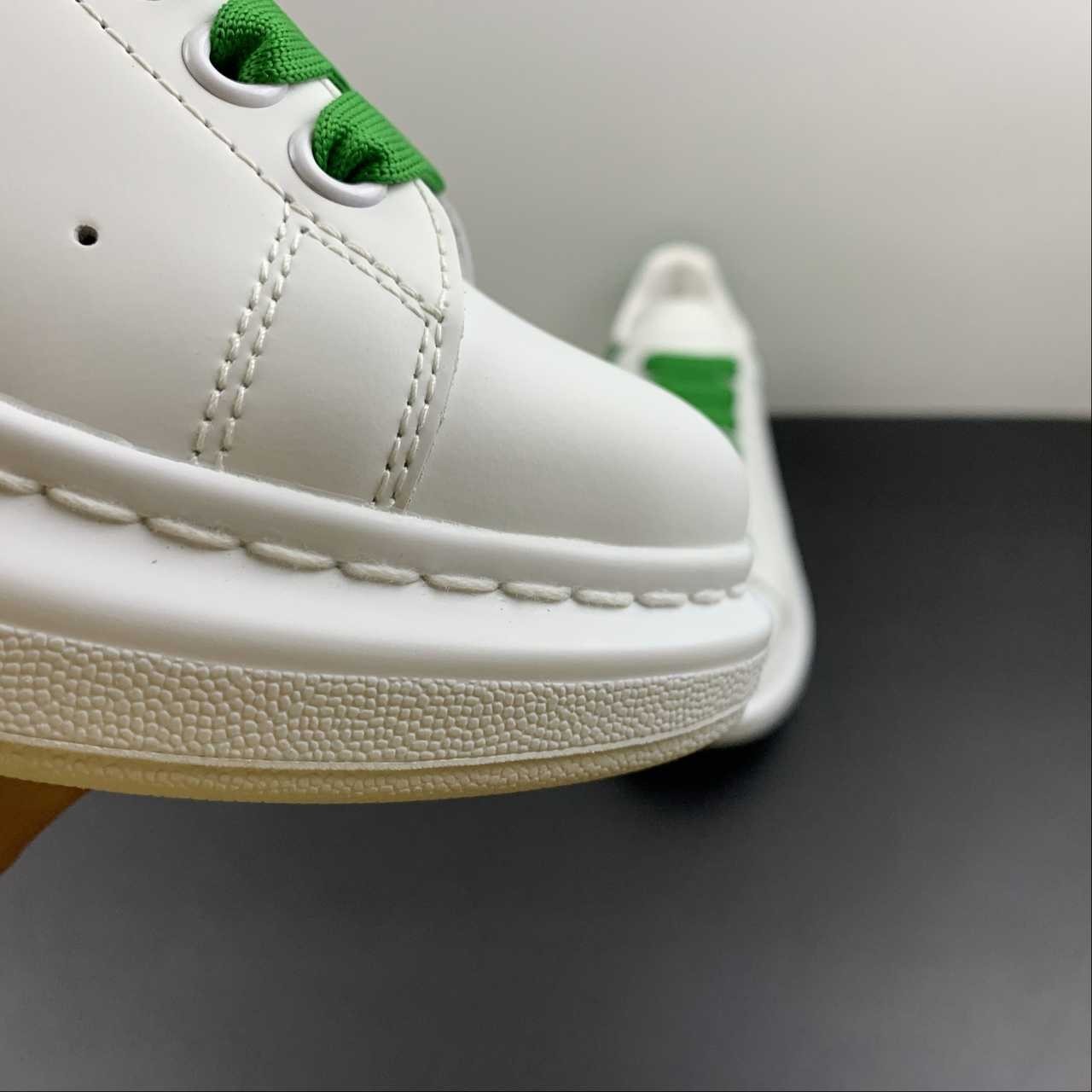 Alexander McQueen Oversized White Green Low Top Leather Sneakers