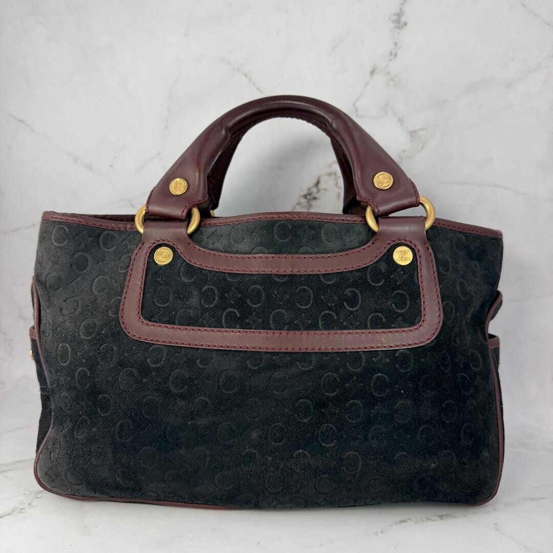 CELINE Boogie Bag Suede Leather Black Vintage Authentic From Japan