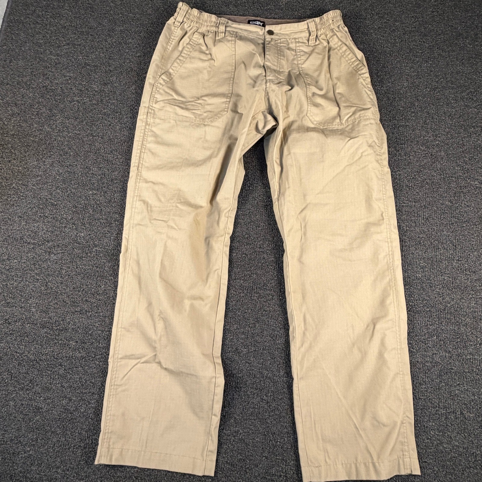 CQR Mens Tactical Ripstop Pants Khaki TLP001 Elastic Waist Cargo Workwear 36×32