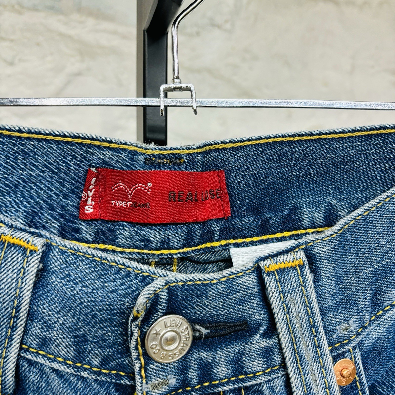 Levis Type 1 Jeans Baggy Real Loose Denim Cropped Raw Hem 32 Waist Vintage y2k