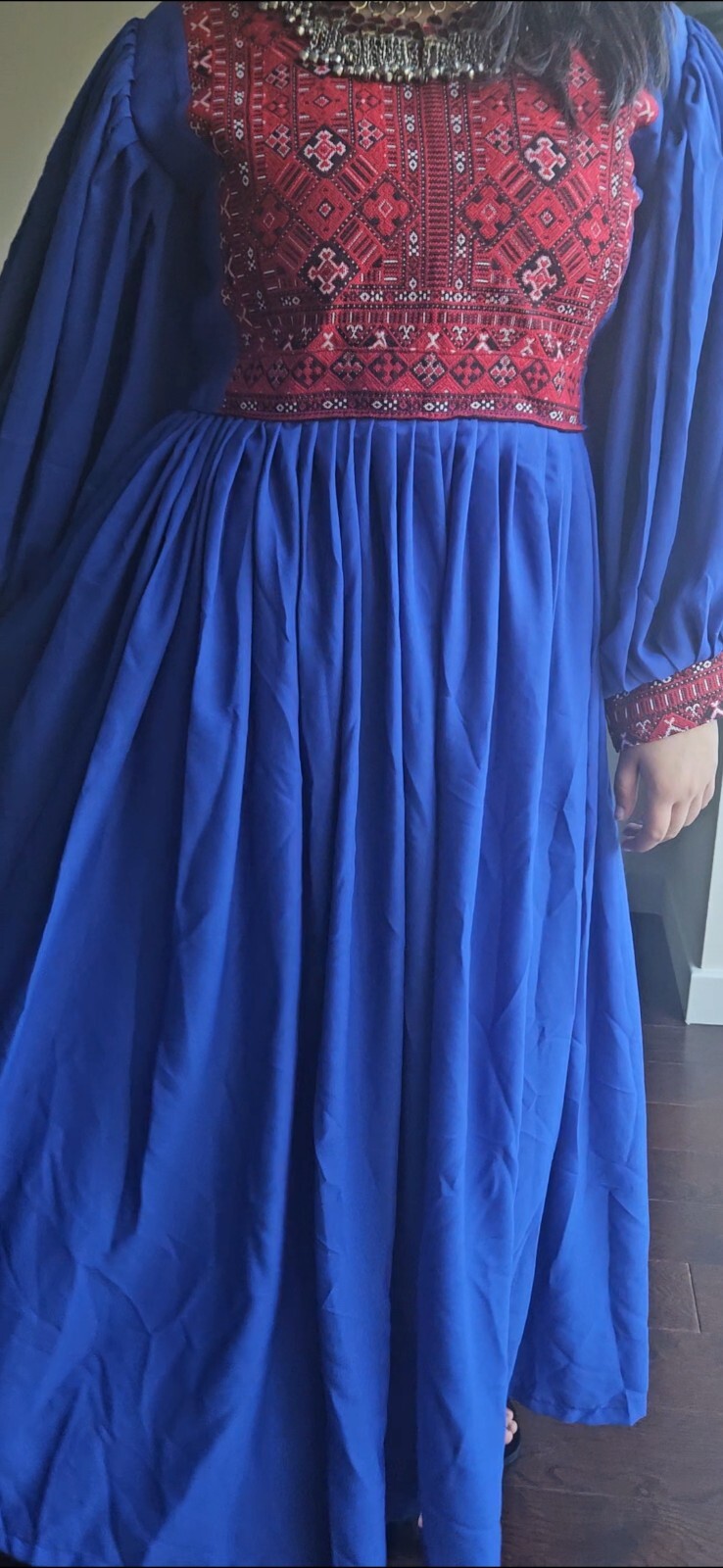 Afghan dress blue modest abaya afghani summer cotton