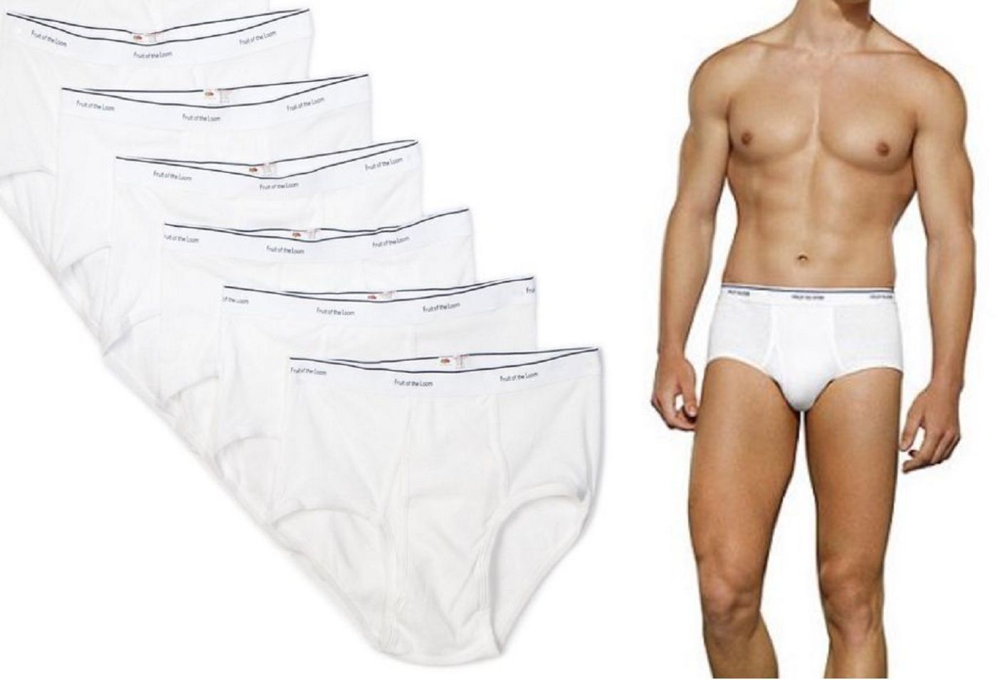 Men’s 3 Pack Fruit of the Loom® WHITE BRIEFS NEW Small Medium Large XL 2XL 3XL