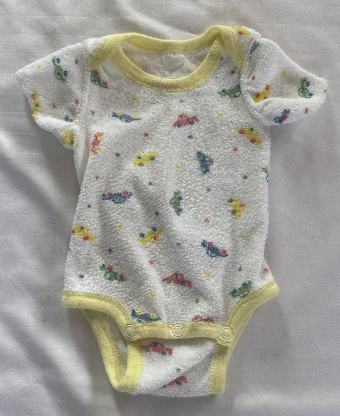 Vintage Curity One Piece Bodysuit Terry Fabric Cars 14-18 lbs Small