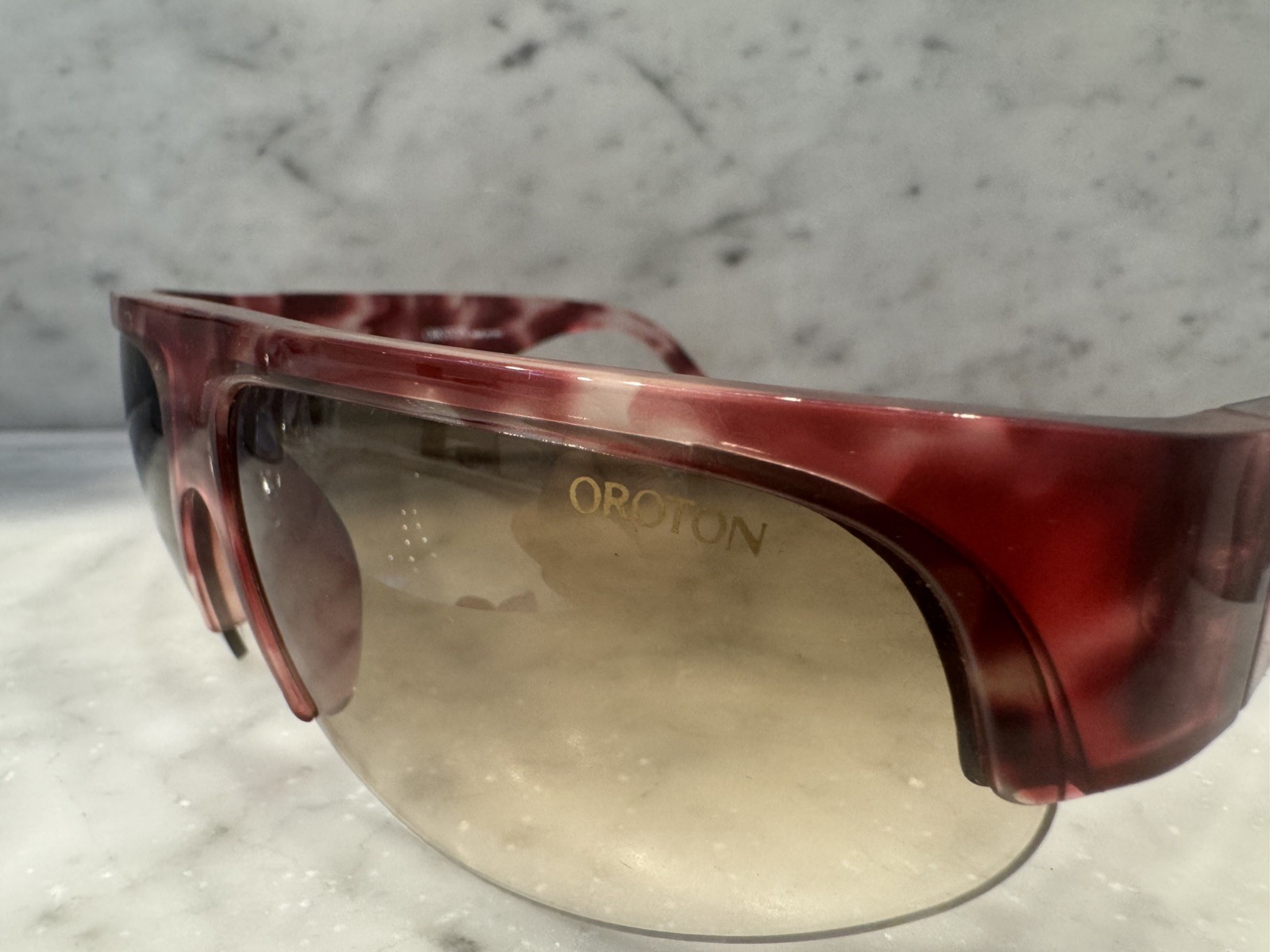 Vintage Oroton Shield Sunglasses Rose Tortoiseshell Brown Gradient 90s Y2K