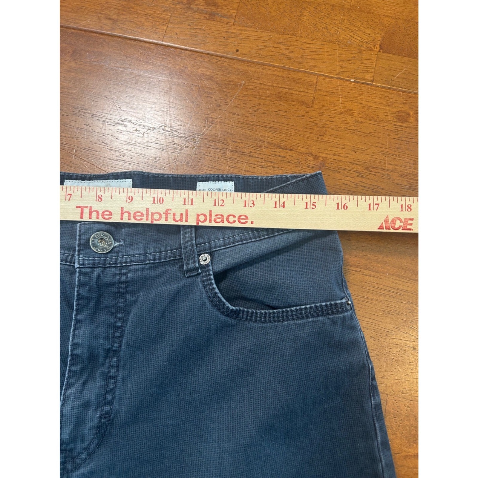 Brax Cooper Fancy Regular Fit Pants Mens 33×34 Blue Textured Straight Leg