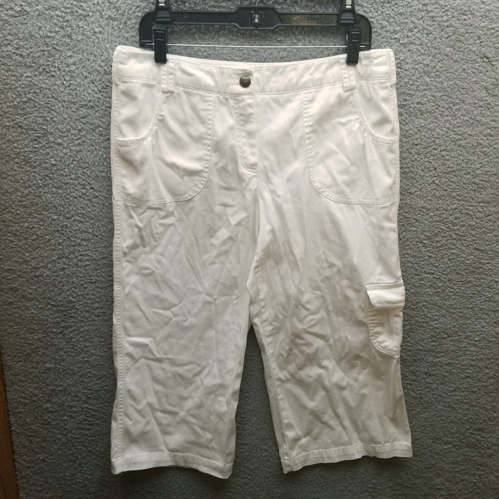 Sandro Women’s 12 Sportswear White Capri Cargo Pants 33.5″ 20.75″ 10.5″