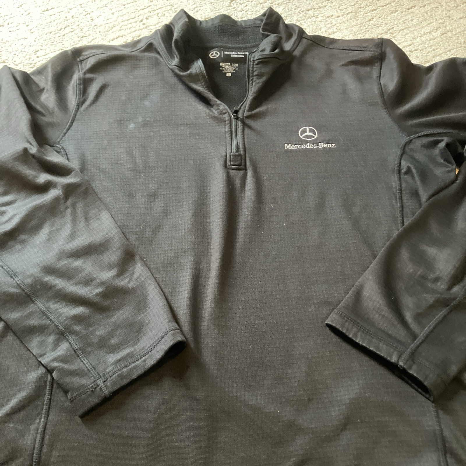 Mercedes Benz Mens Long Sleeve Quarter Zip Athletic Performance Pullover Black L