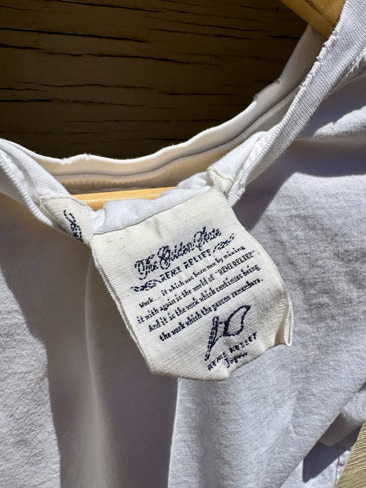 Reno Relief Tyler Skull T-Shirt Off White/Indigo Embroidery Size S Made in Japan