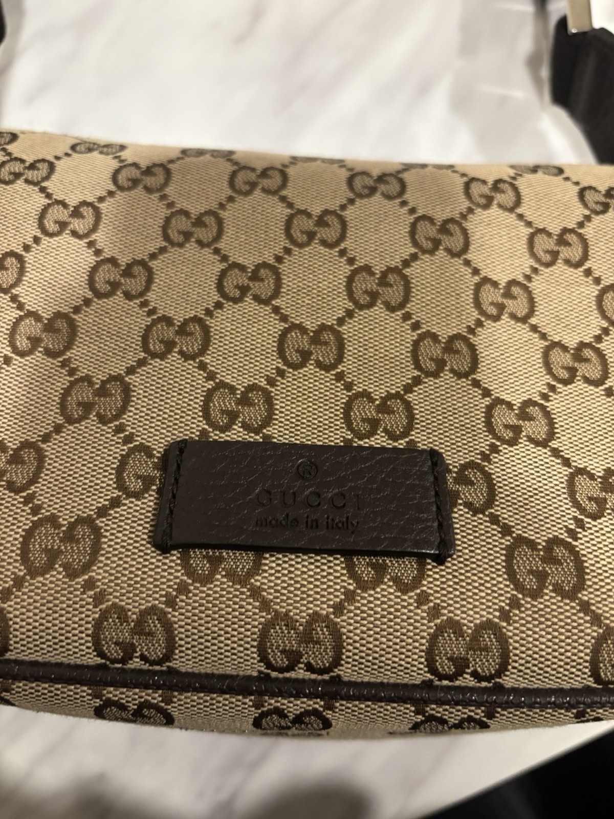 Gucci GG Logo Lg Supreme Monogram Messenger Bag- Brown- Adjustable Strap $995