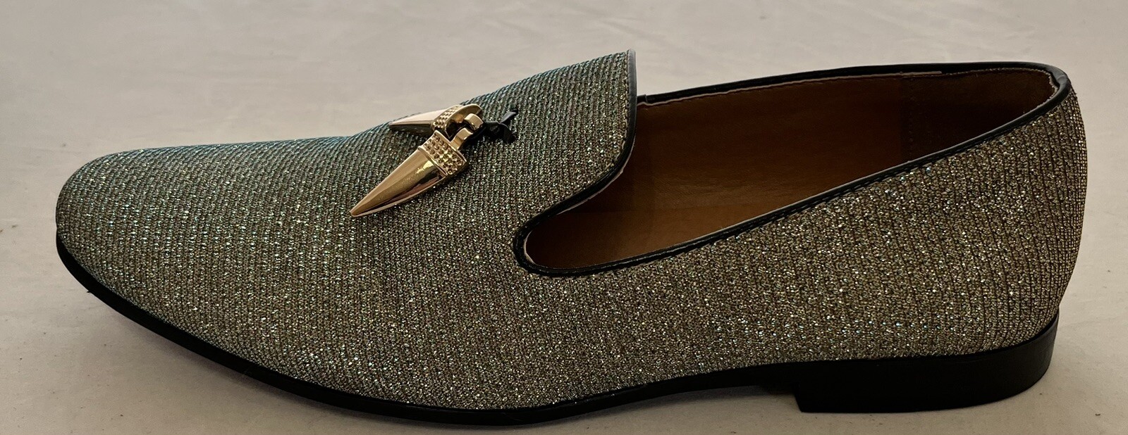 Giorgio Brutini Glitter Tassel Loafers 8.5D Red Sole Metallic Mesh Slip-On