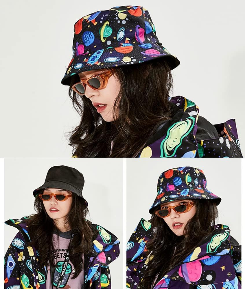 Unisex Bucket Hat Beach Sun Hat Aesthetic Fishing Hat for Men Women Teens, Rever