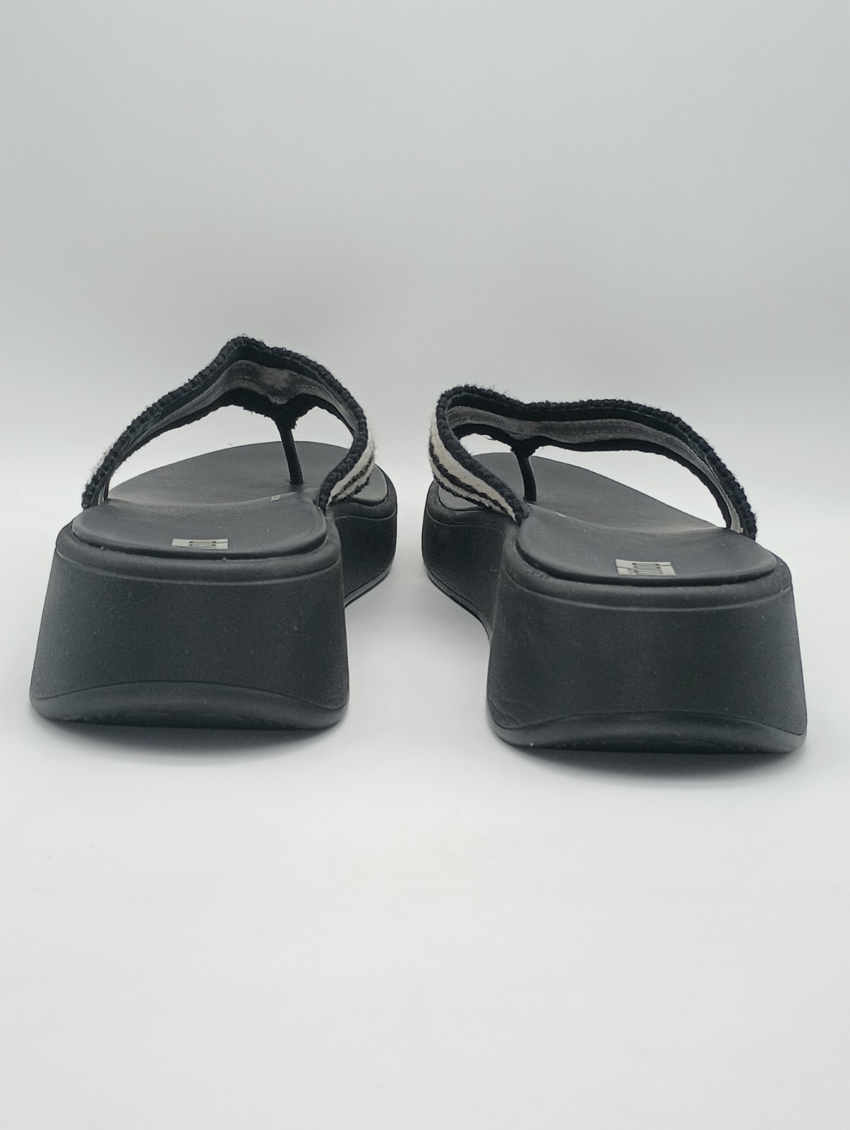 Fitflop F-Mode Womens Crochet Flatform Thong Flip Flop Sandals Shoes Sz 10 Black