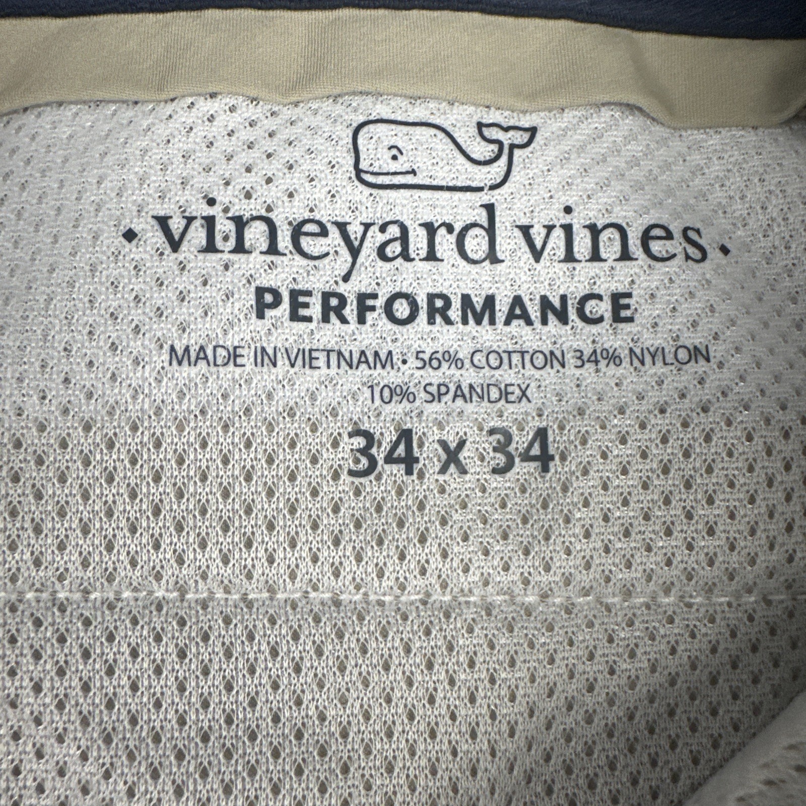 Vineyard Vines Performance Pants Men’s 34×34 Fits 34×33.5 Khaki Stretch Preppy
