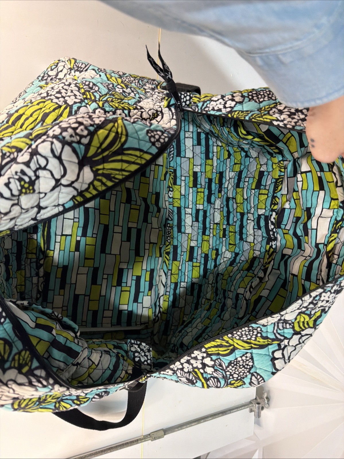 Vera Bradley Island Blooms Weekender Duffle Floral Bag Blue Green FREE S&H