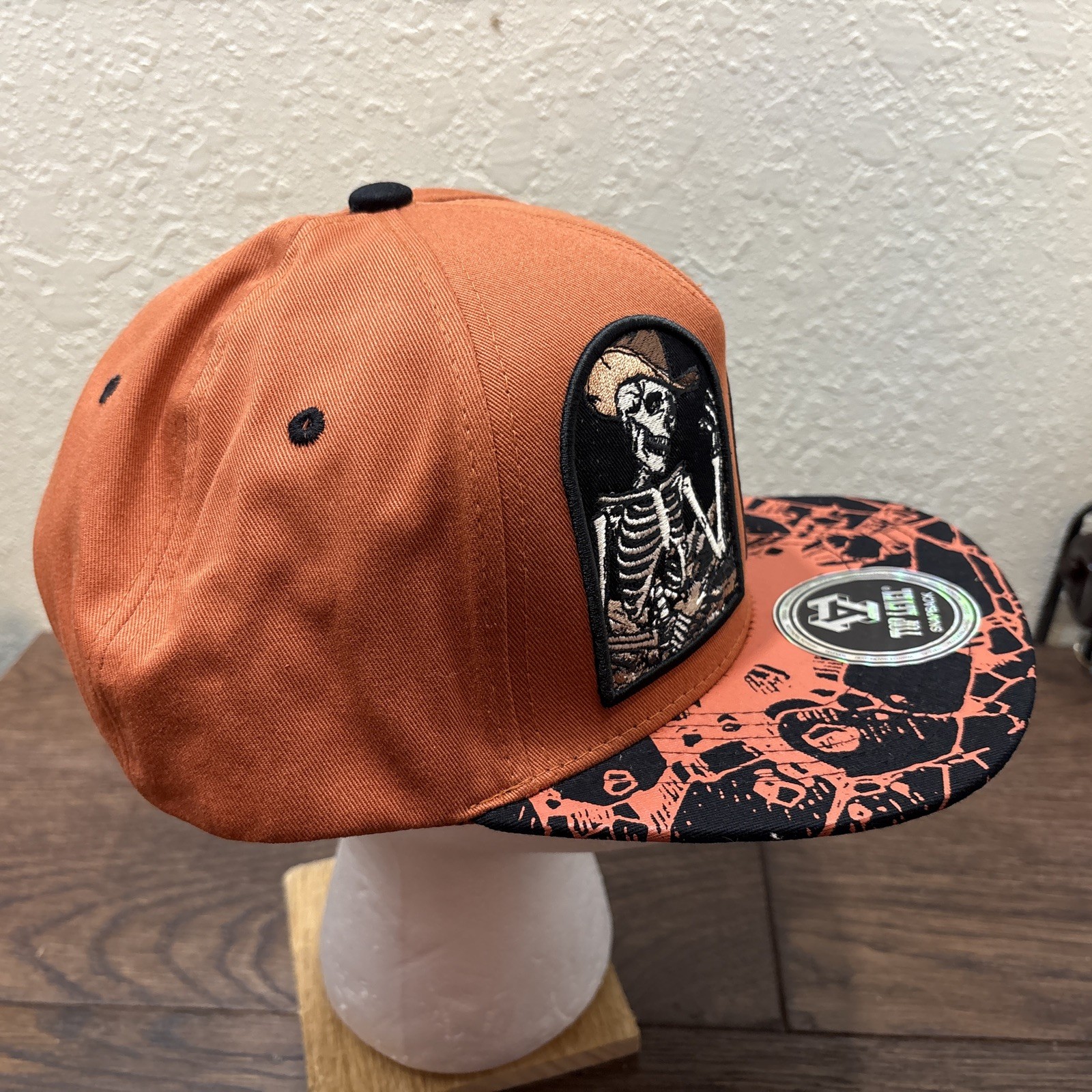 Top Level Skeleton Cowboy Cap Embroidered SnapBack Hat New W/tags