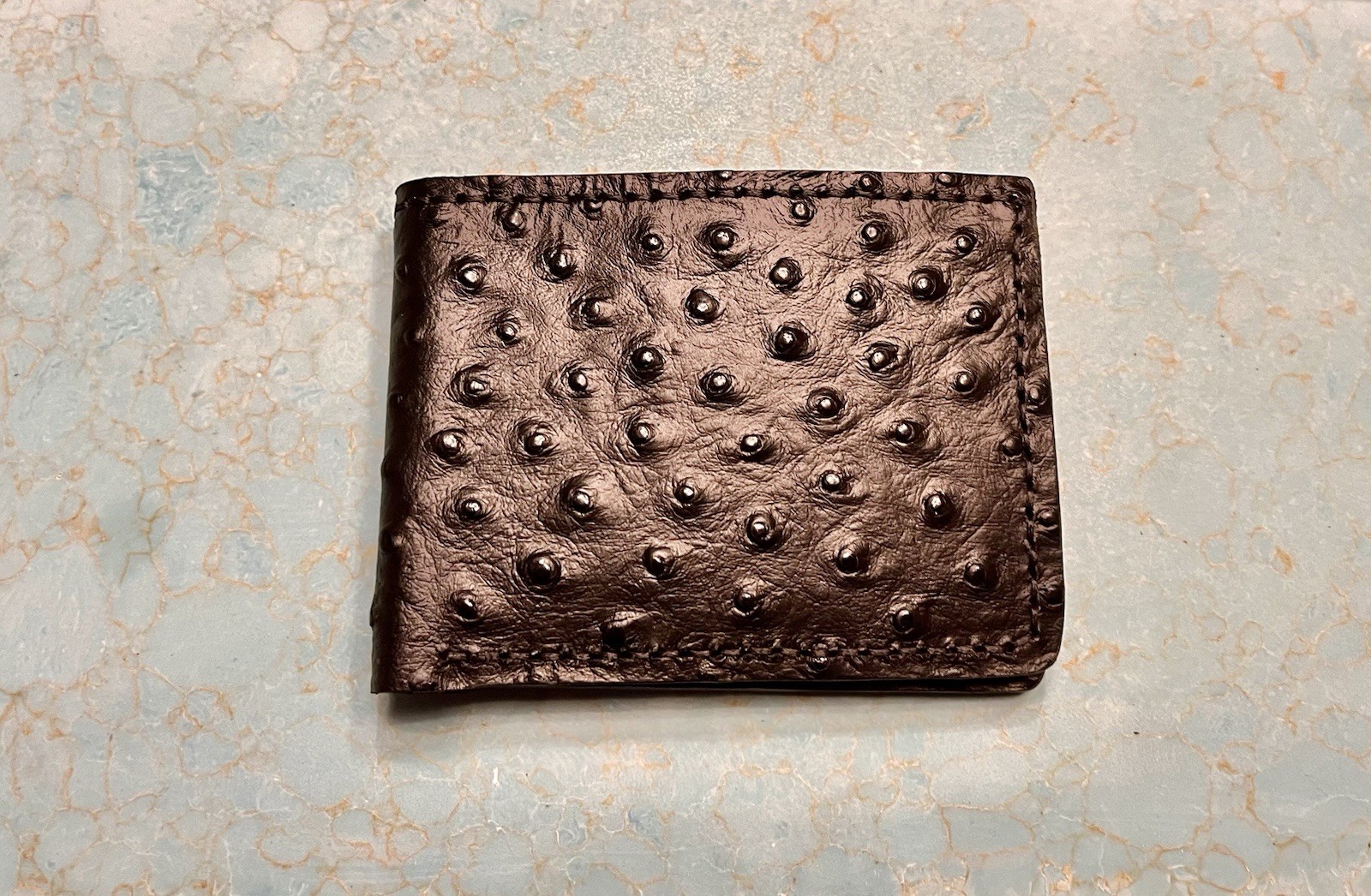 Ostrich Leather Wallet Bonfe Leather Workshop Men Black Full Quill Bifold