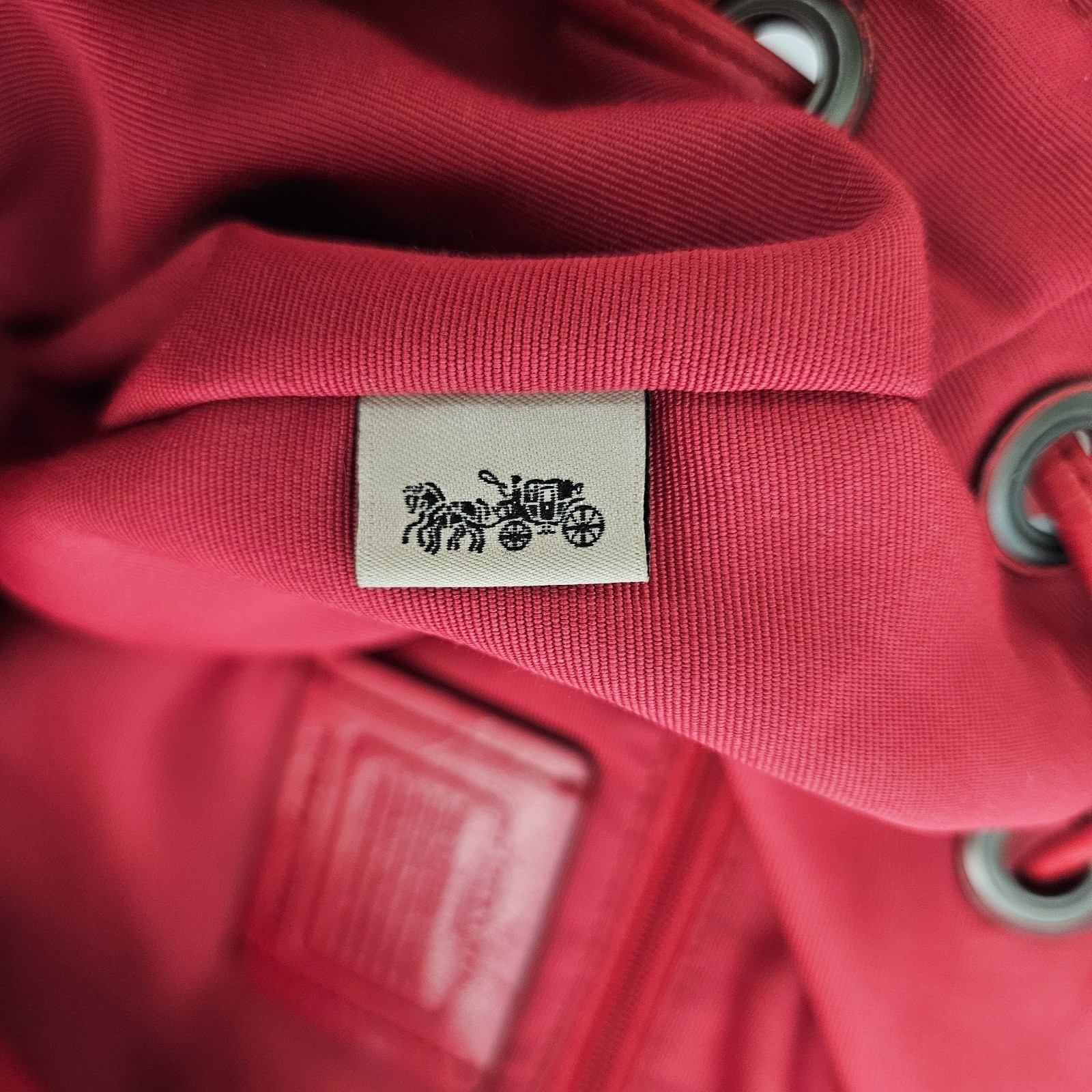 Coach Nylon Backpack Red Billie Charlie F58814 Silver Hardware Drawstring Bag