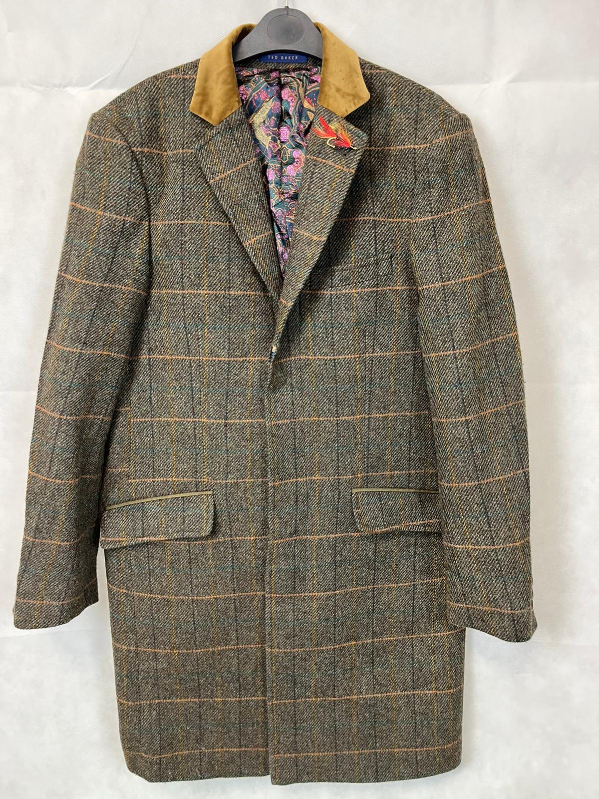 Ted Baker Luboc Check Overcoat 38R TD029 LL 02