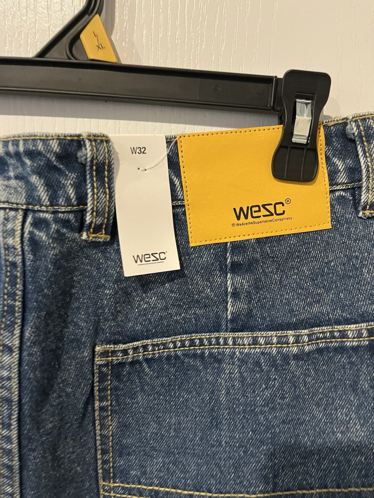 WESC Denim Carpenter Shorts W32 Indigo Wash NWT