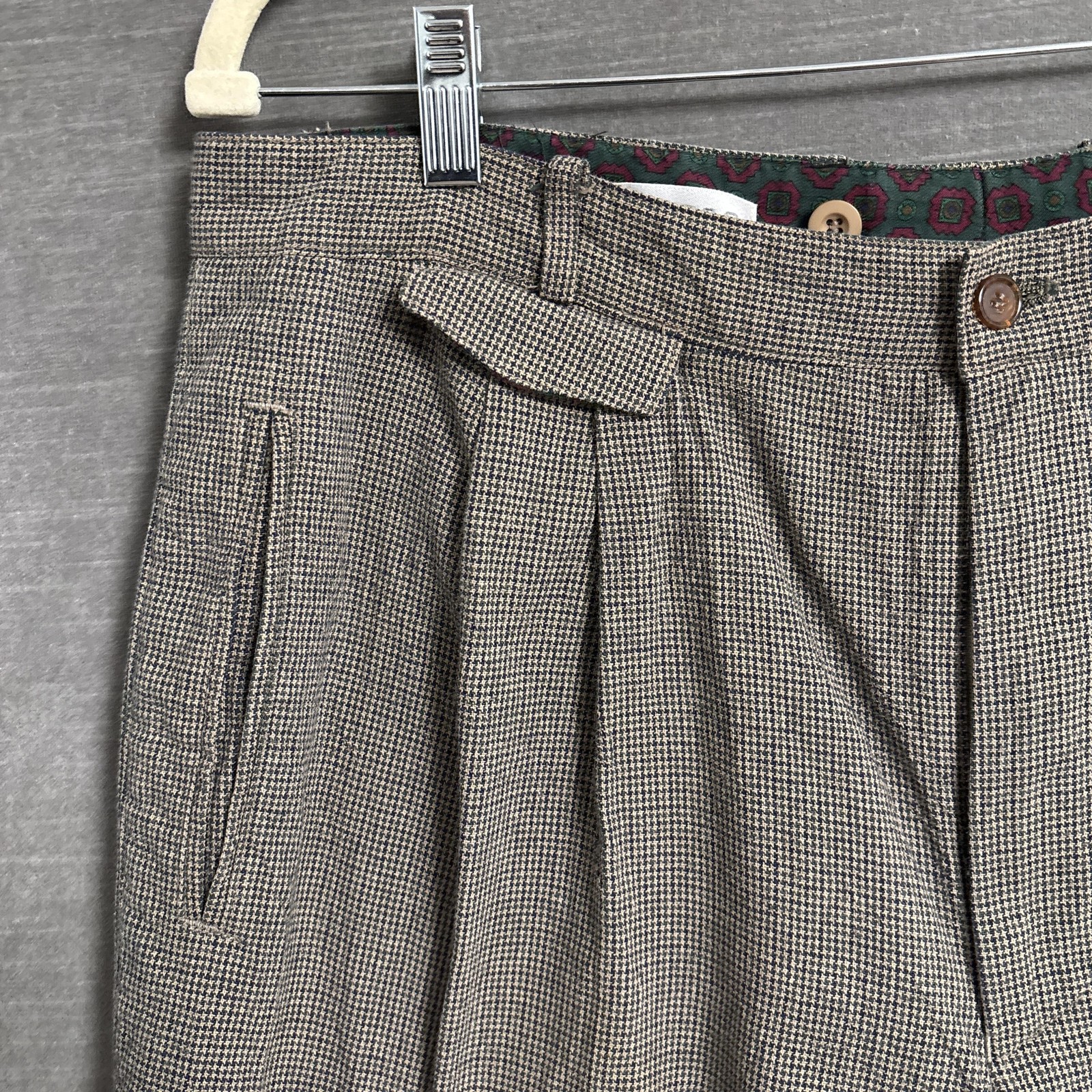 Vintage Claiborne Pants 36×28 Brown Check Triple Pleated Cuffed 90s y2k Baggy