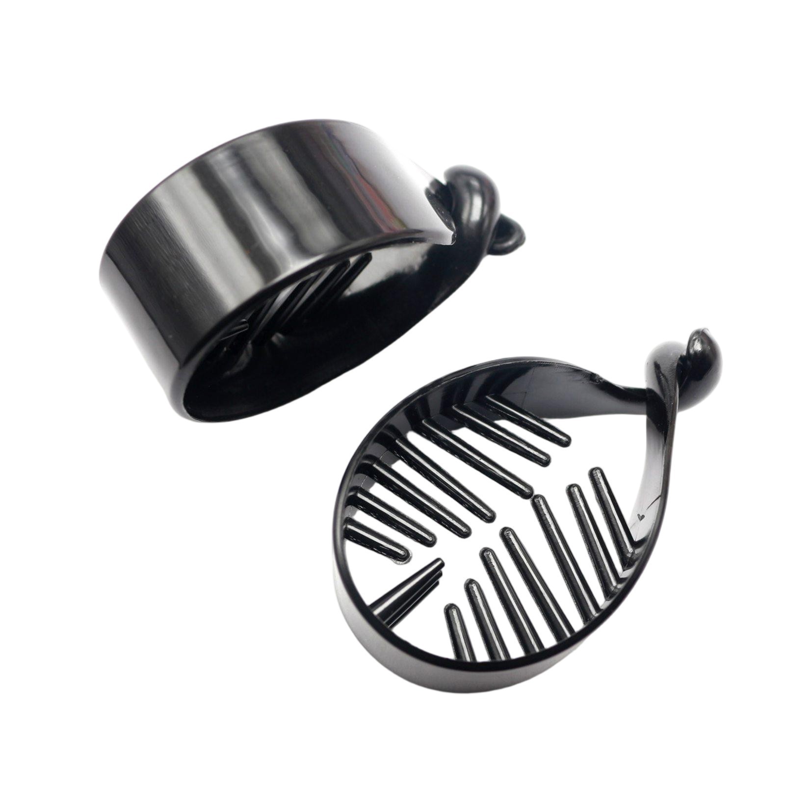 10 Pcs Black Plastic Twisted Ponytail Clip Holder Hair Claw 58mm Bun Maker Craft