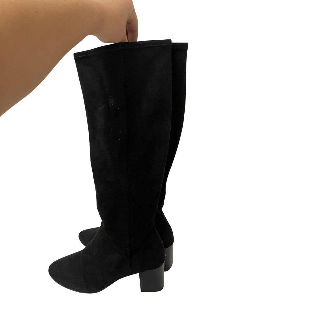 Boden Womens Cara Heeled Stretch Knee Boots Size EU 39 US 8 Black A1579 NWOB