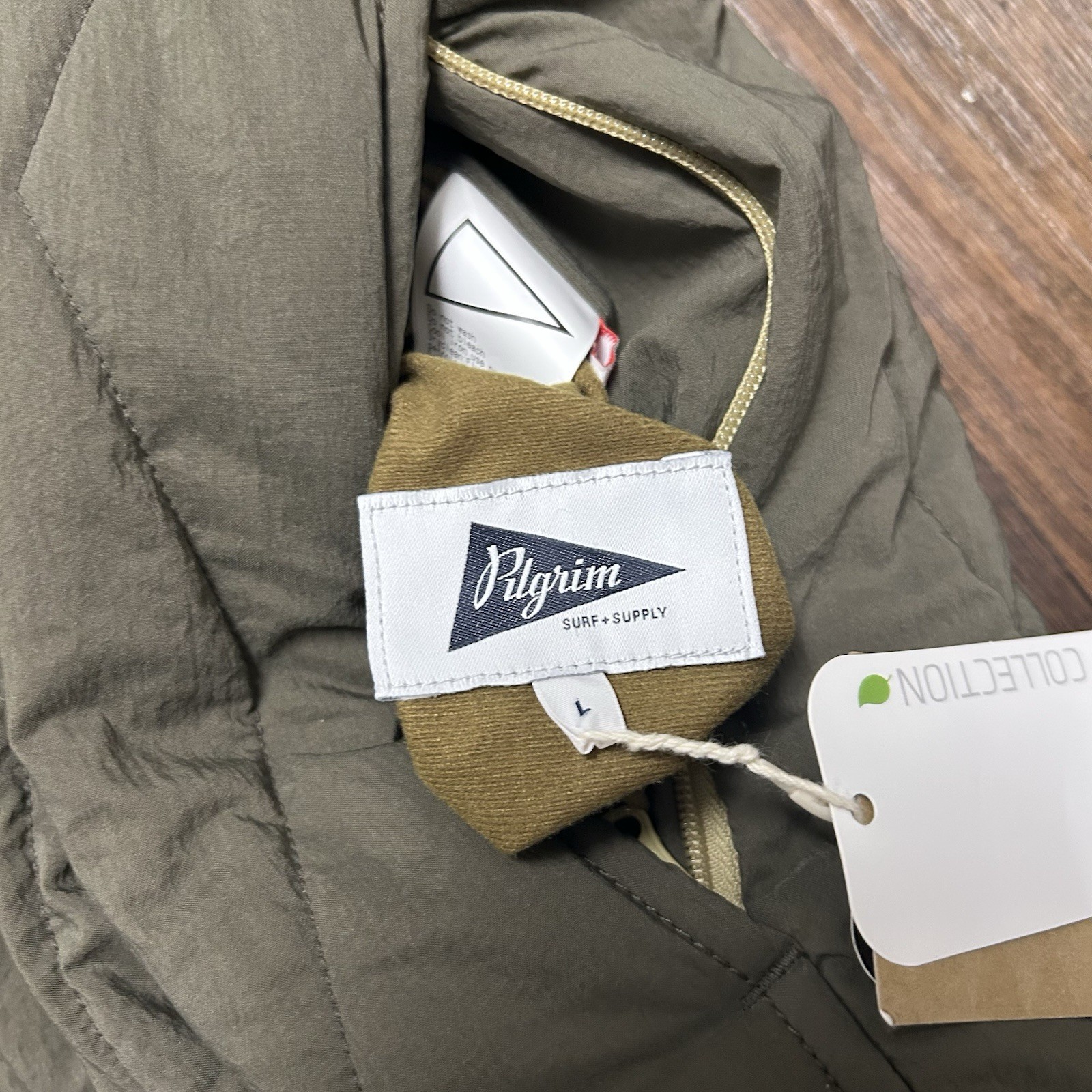 Pilgrim Surf Supply Men’s L Reversible Quilted Bomber Jacket Full Zip Green