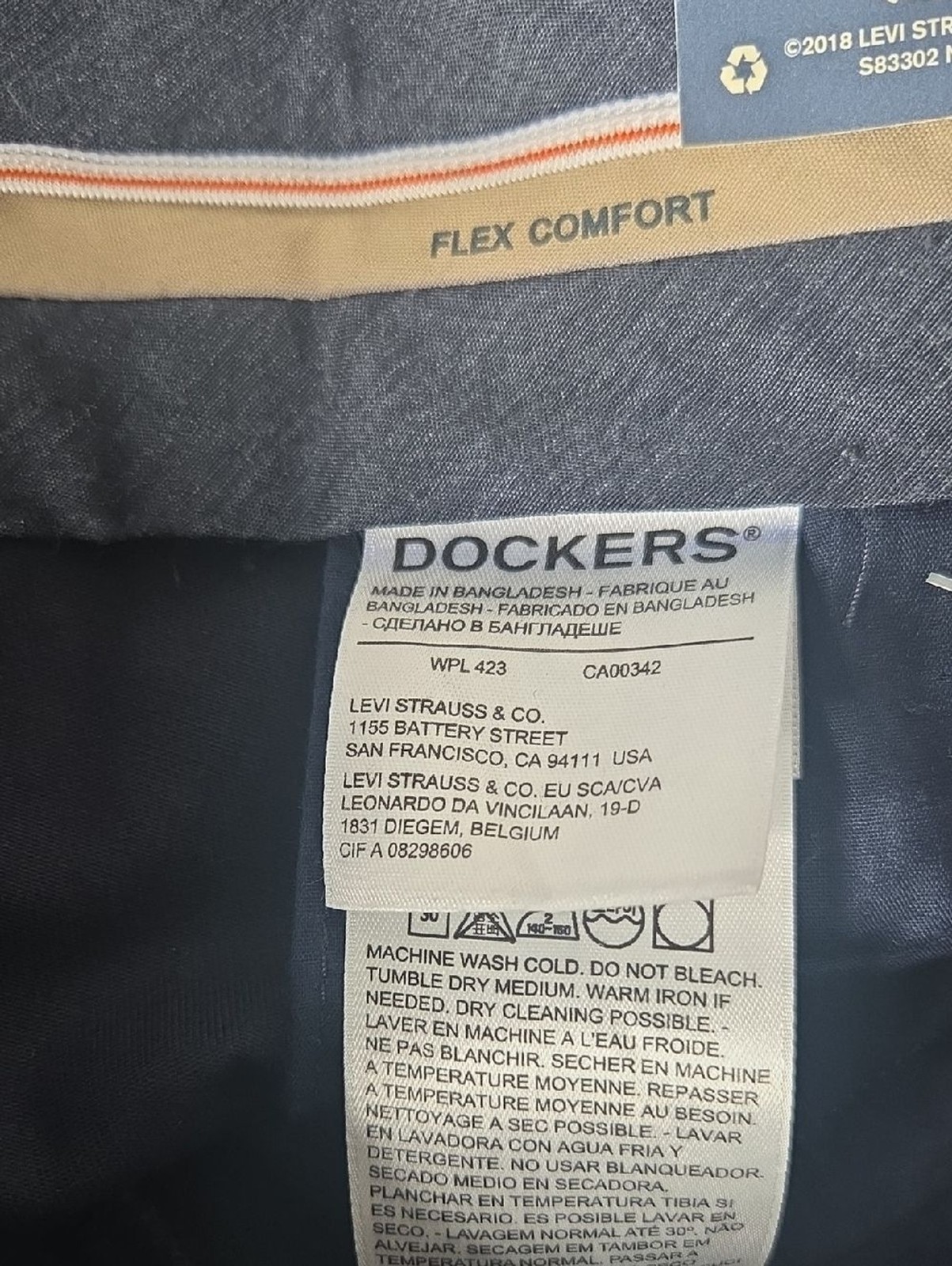 Dockers Signature Khaki Straight Fit Pants 36×34 NWT Navy Flat Front NWT