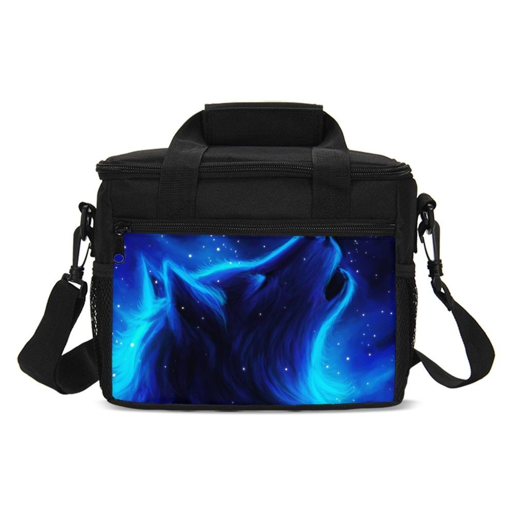 Cool Blue Wolf Kids School Backpacks Insulated Lunch Bag Pencil Case Value Lot