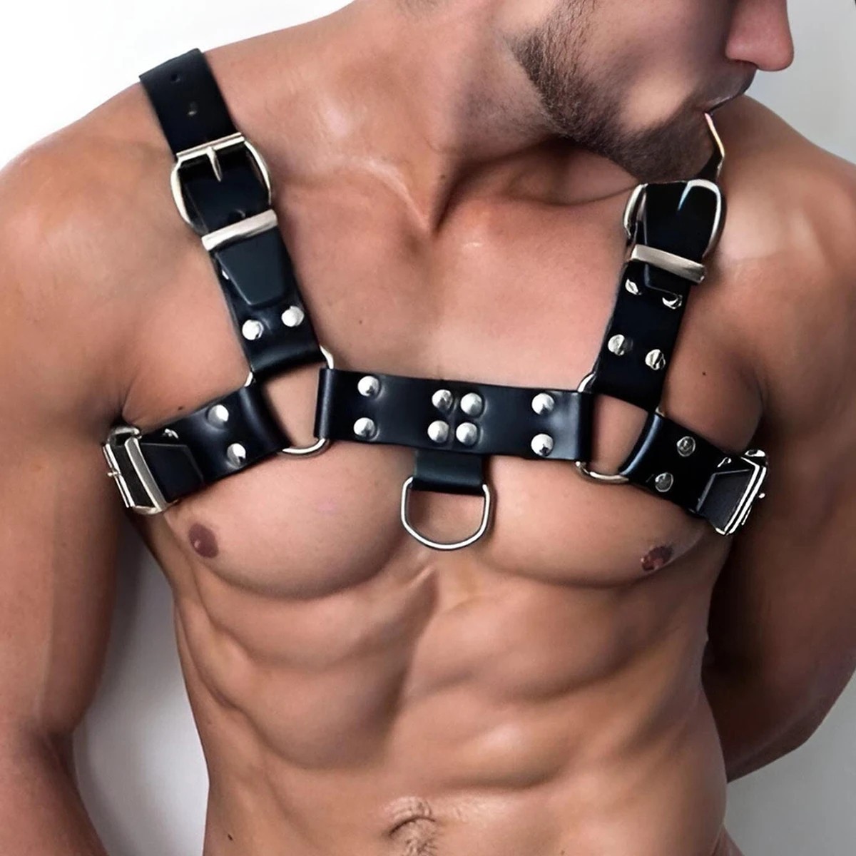 Adjustable PU Leather Chest Harness Belt Shoulder Strap Mens Fashion Costume Set