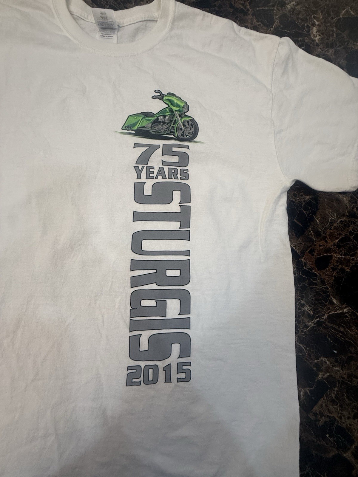 2015 Gildan Sturgis 75th Anniversary Thunder In The Hills White T-Shirt Mens XL