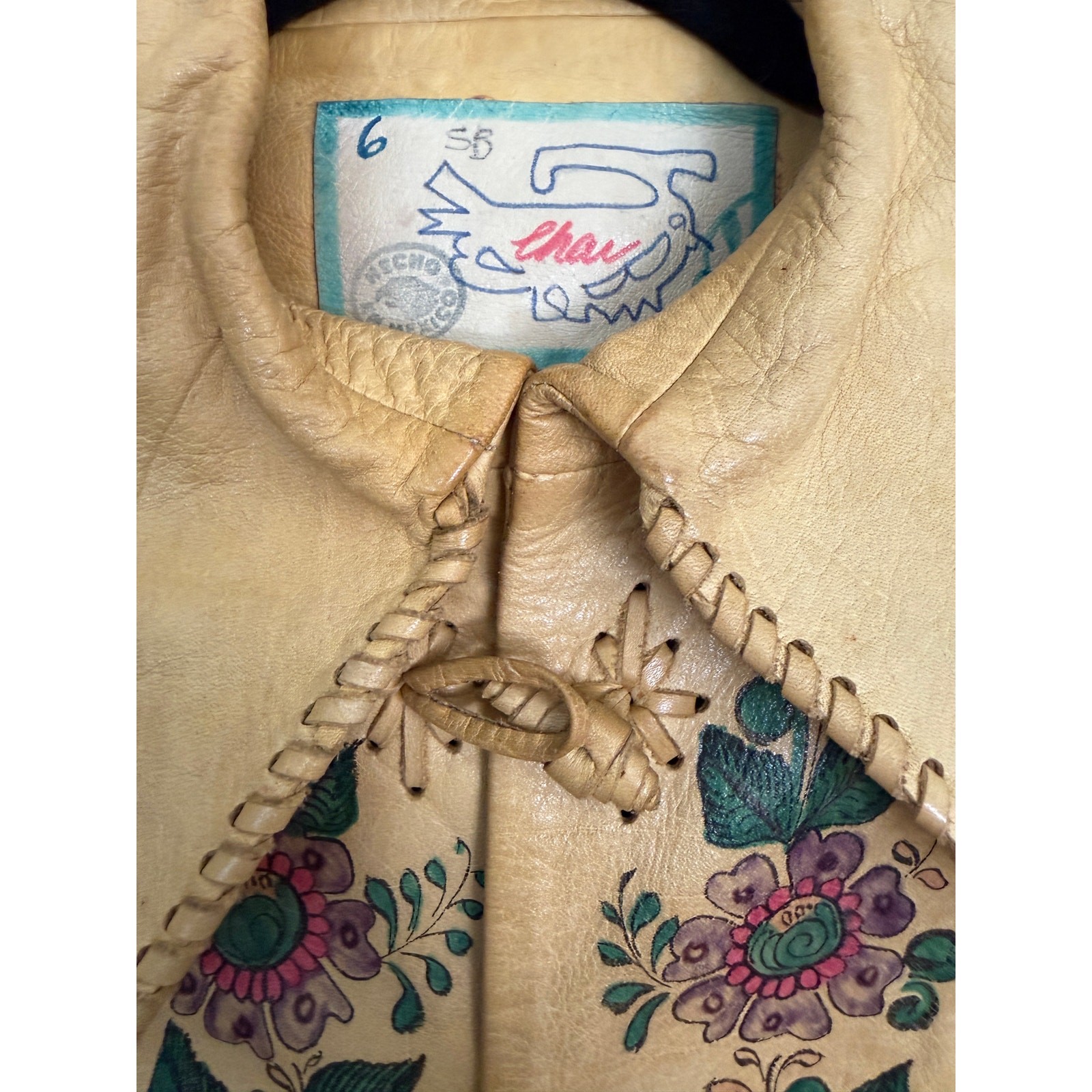 Vintage 60s 70s Char hand painted whipstitch jacket