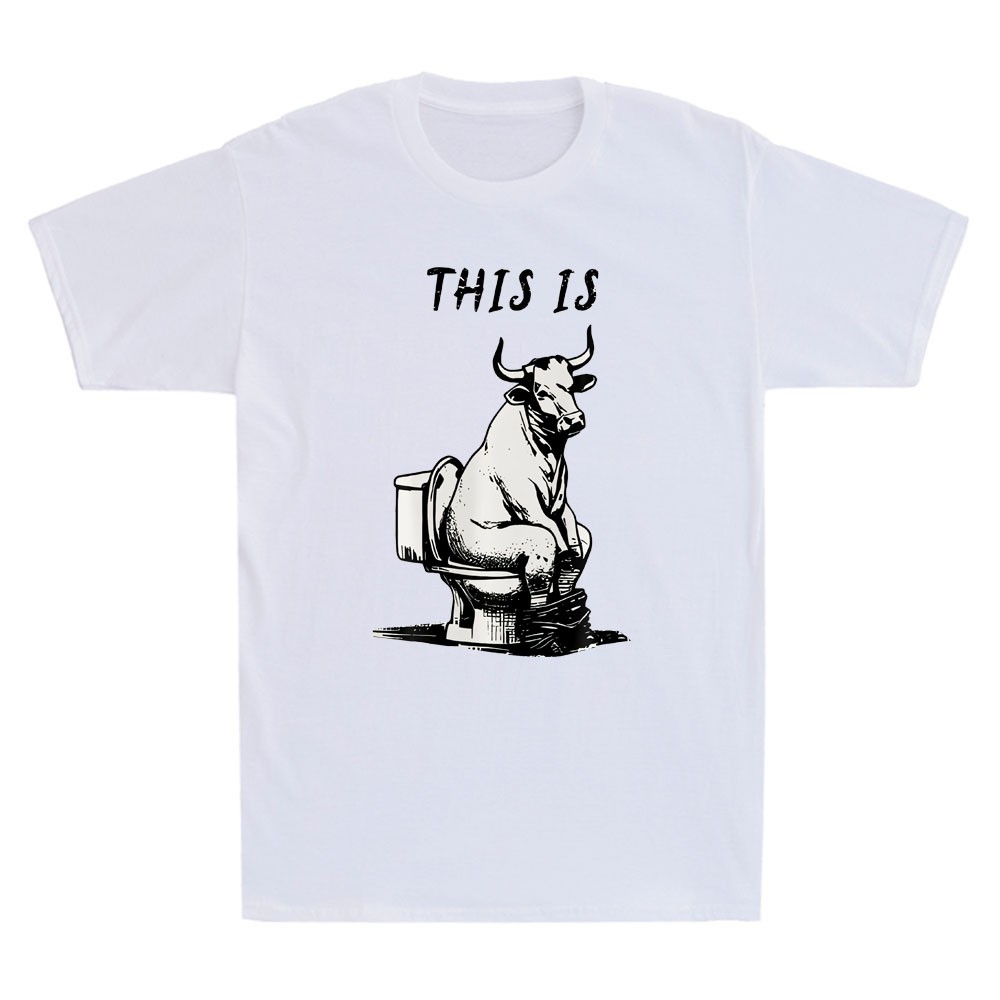 This Is Bullshit Funny Cow Sit On Toilet Meme Sarcastic Quote Joke Men’s T-Shirt