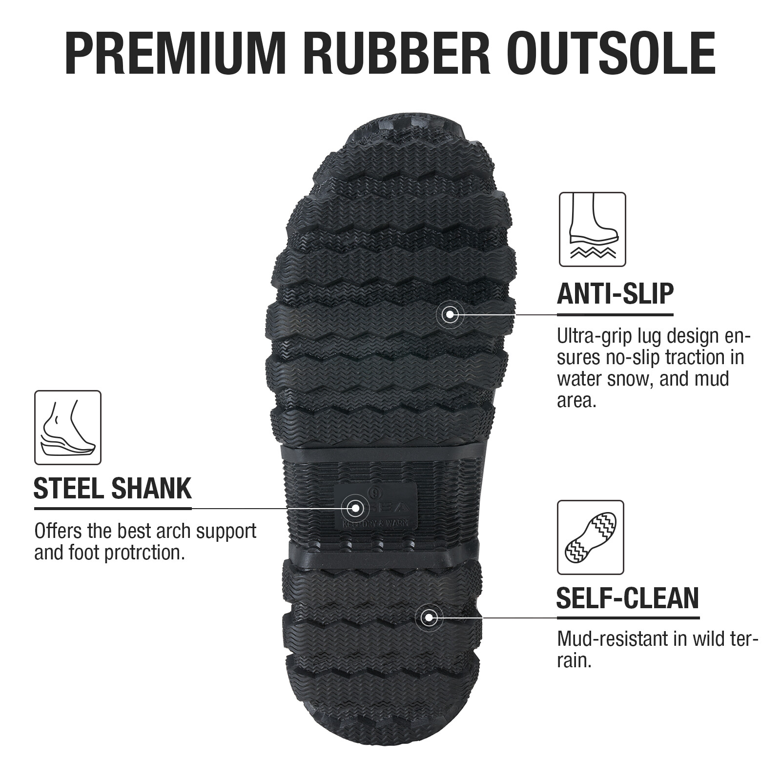 HISEA Men Adjustable Rain Boots Fishing Hunting Mud Dirt Farm Work Safety Shoes