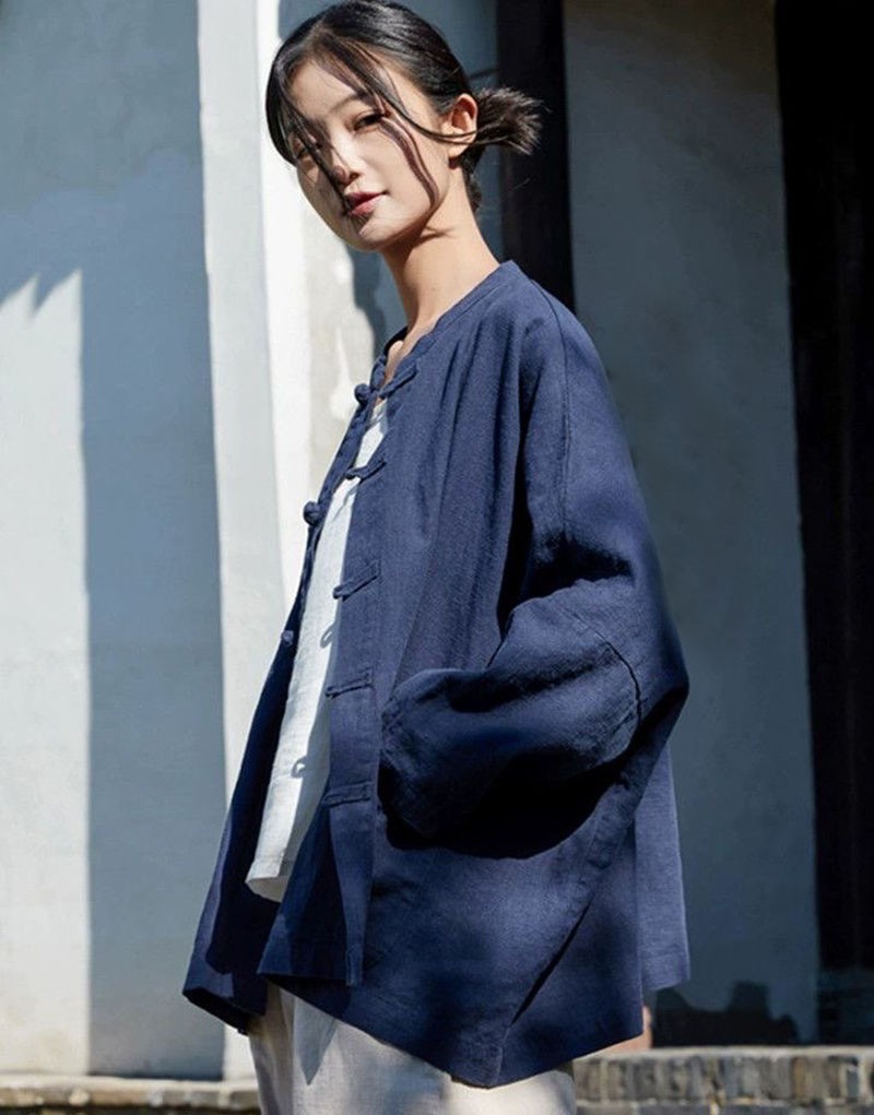 New Womens Cotton Linen Loose Cardigan Long Sleeve Shirts Tops Blouse Coats