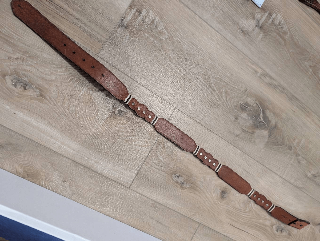 Silver Creek Tooled Leather Belt Western Sheriff Star Revolver Concho Sz 34