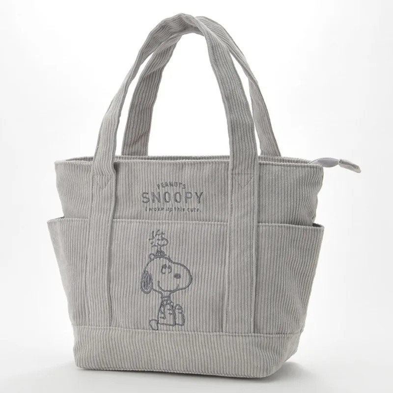 2026 New Peanuts Snoopy Corduroy Tote Bag for Women Multi-pocket Bag Casual Dail