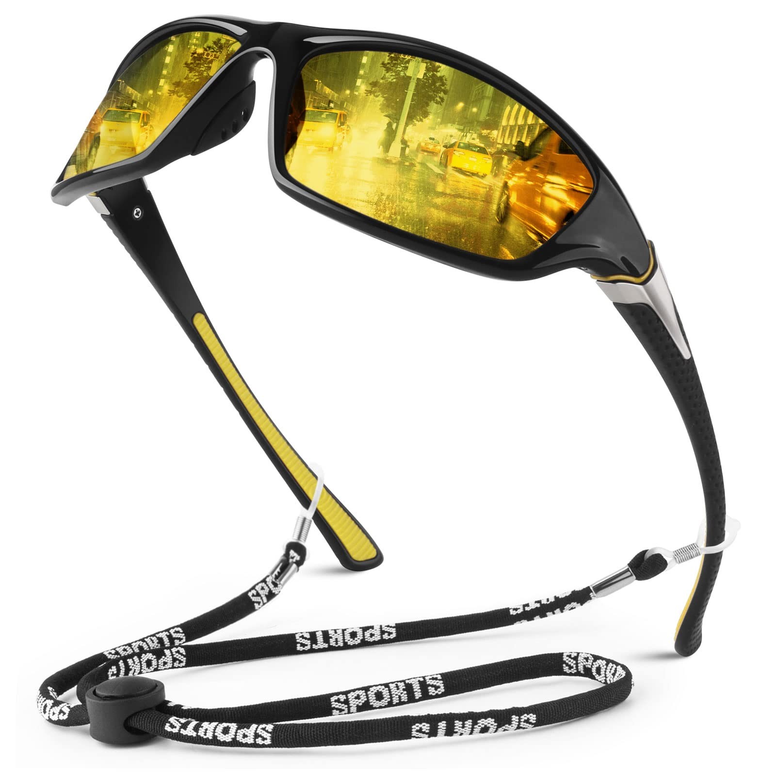 Night Vision Driving Glasses for Men Women,Sports Style Wrap Around Anti Glar…