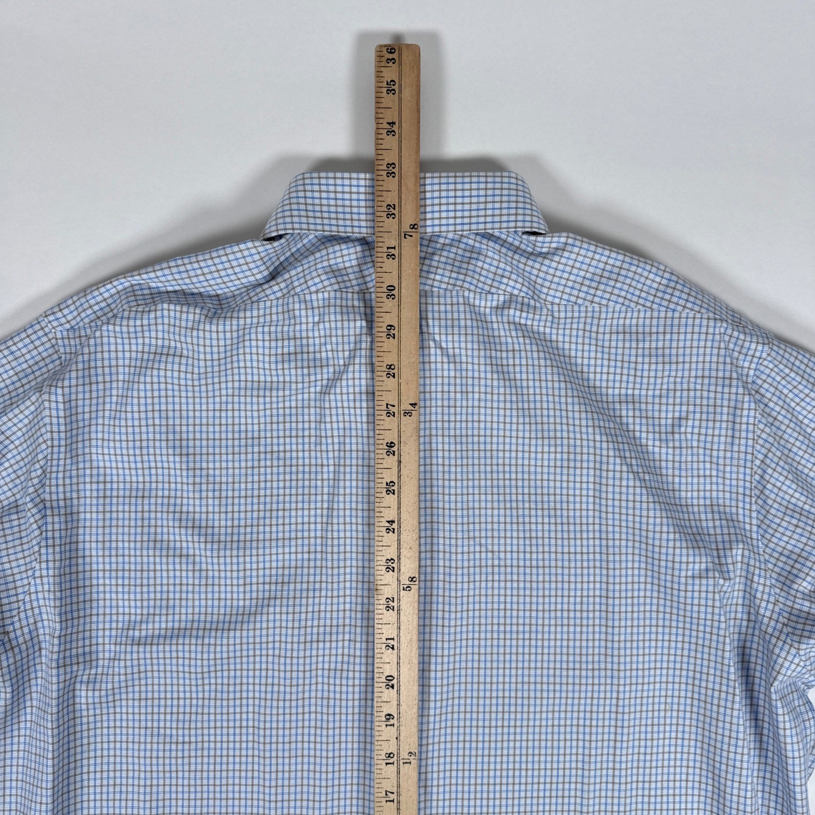 Brooks Brothers Shirt Mens 16.5 36 Blue Check Regent Non Iron Preppy Button Up