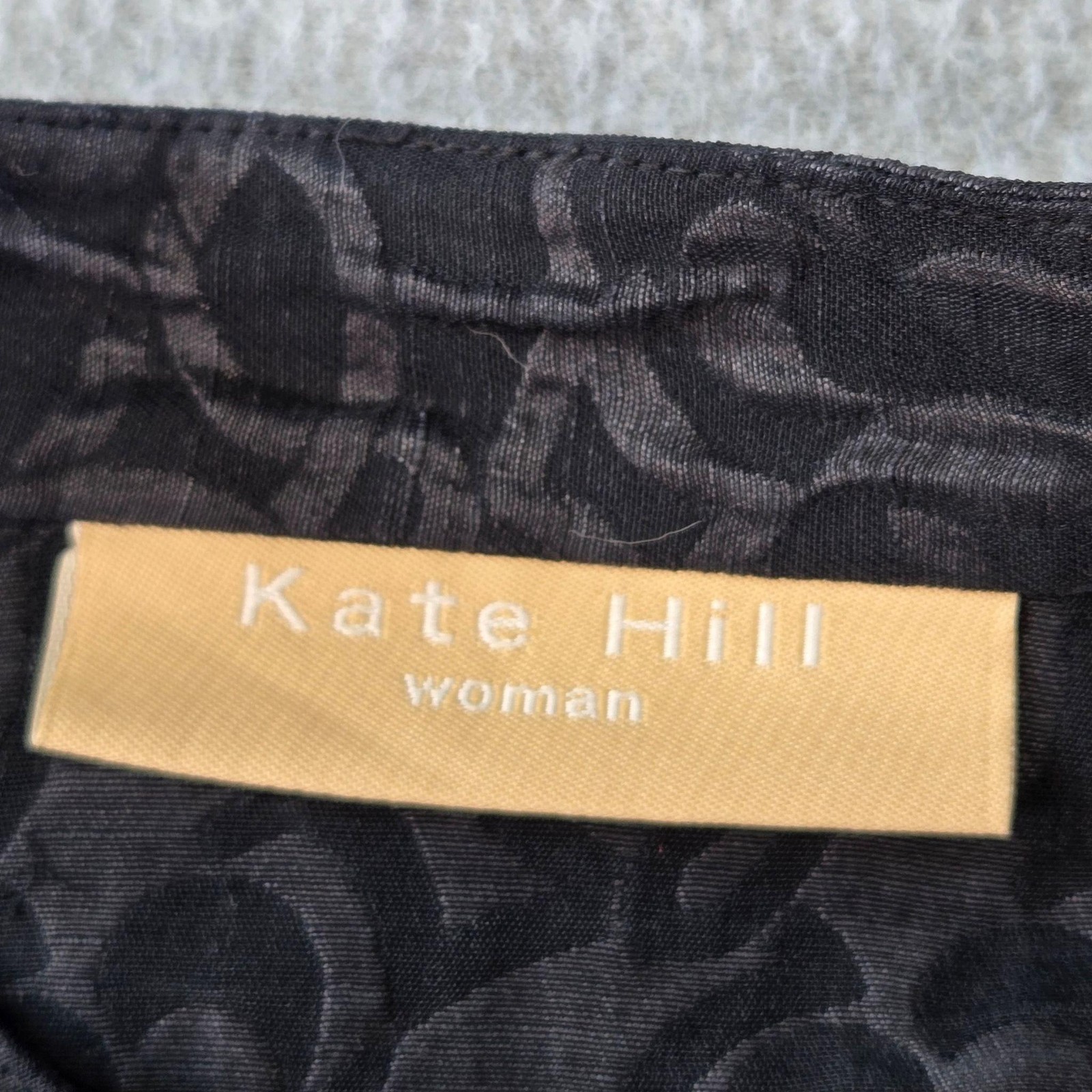 Kate Hill Jacket Womens 14W Black Silk Blend Crepe Collared Button Relaxed