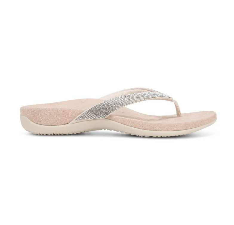 Vionic Dillon Shine Toe Post Sandal Women Comfort Rhinestone Flat Flip Flop