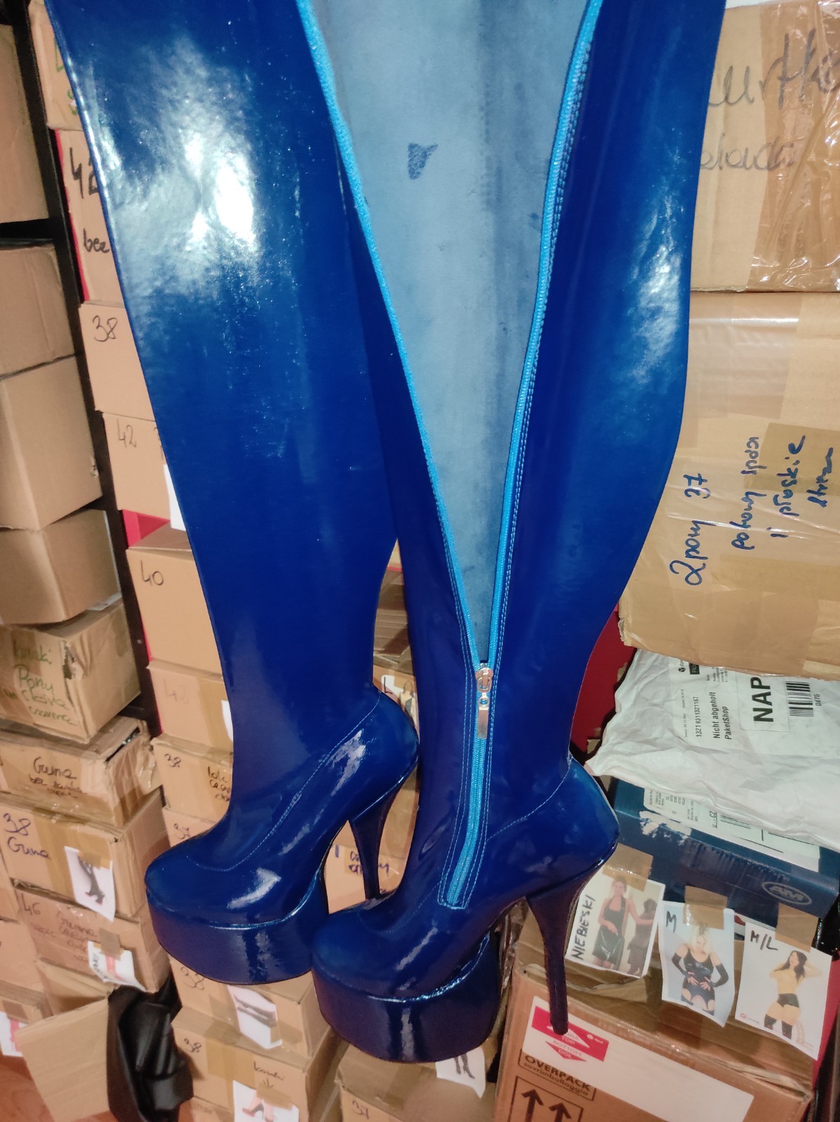Rubber boots over the knee heel 20 cm platform 8 cm 37 38 39 40 41 42 43 44 45 46 47