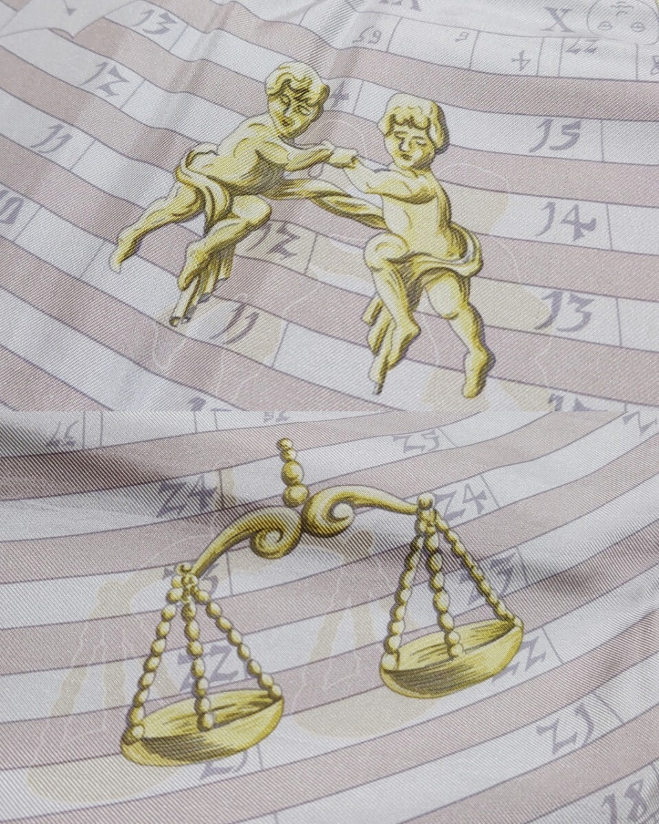HERMES Carr 90 Dip Dye Scarf Astrologie Gray Astrology Dies et Hore Astronomy C