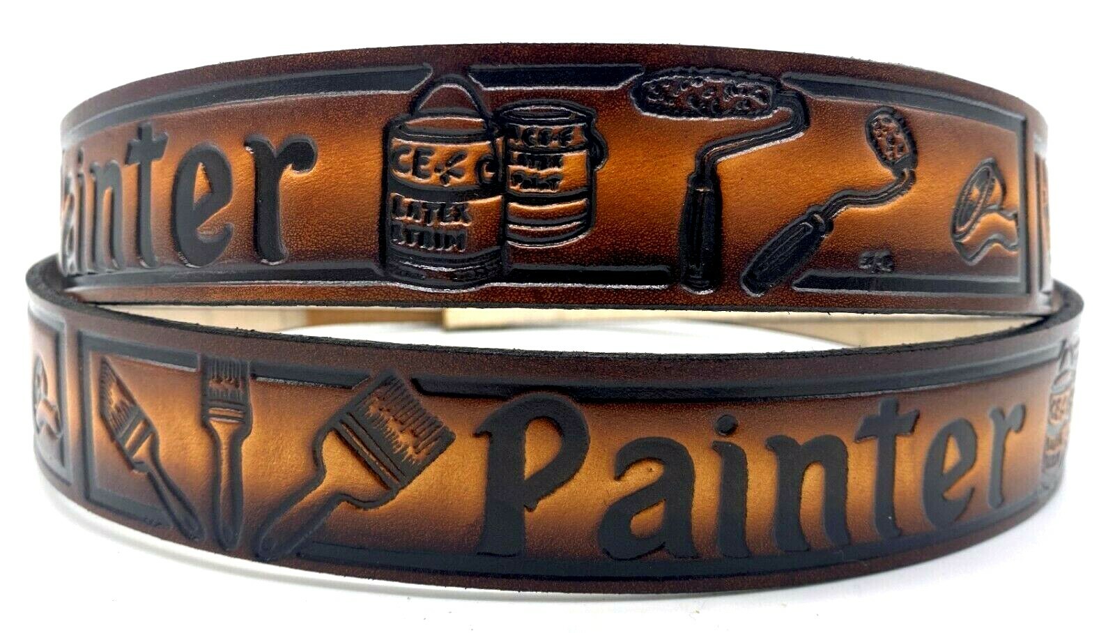 PAINTER POLE BRUSH TOOLS EMBOSSED LEATHER COWHIDE BELT SIZE 26-48 USA MADE