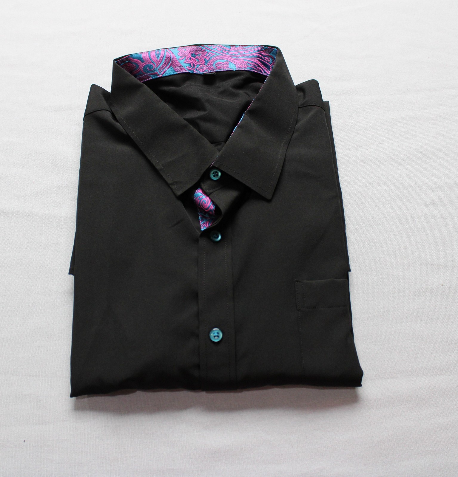 Barry Wang Mens Basic Long Sleeve Button Down Shirt JL3 Black Size 2XL