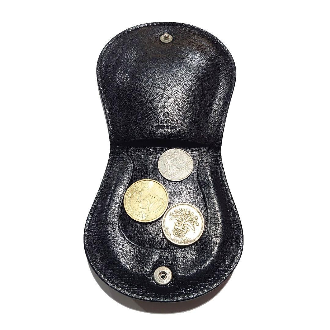 GUCCI G Logo Coin Case Small Change Pouch Leather Black Shipping Included