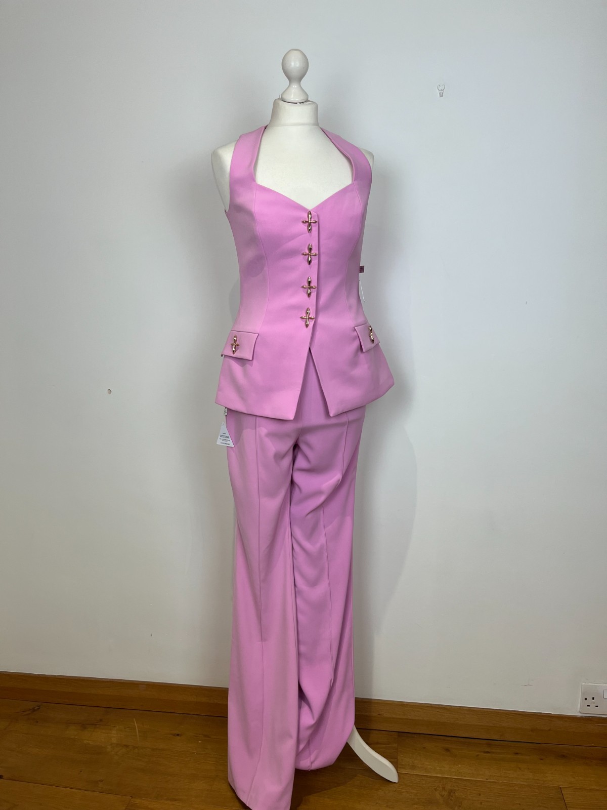 NADINE MERABI Zoe Waistcoat & Charlotte Trousers, Pink SMALL UK8 EU36 US4 RP£500