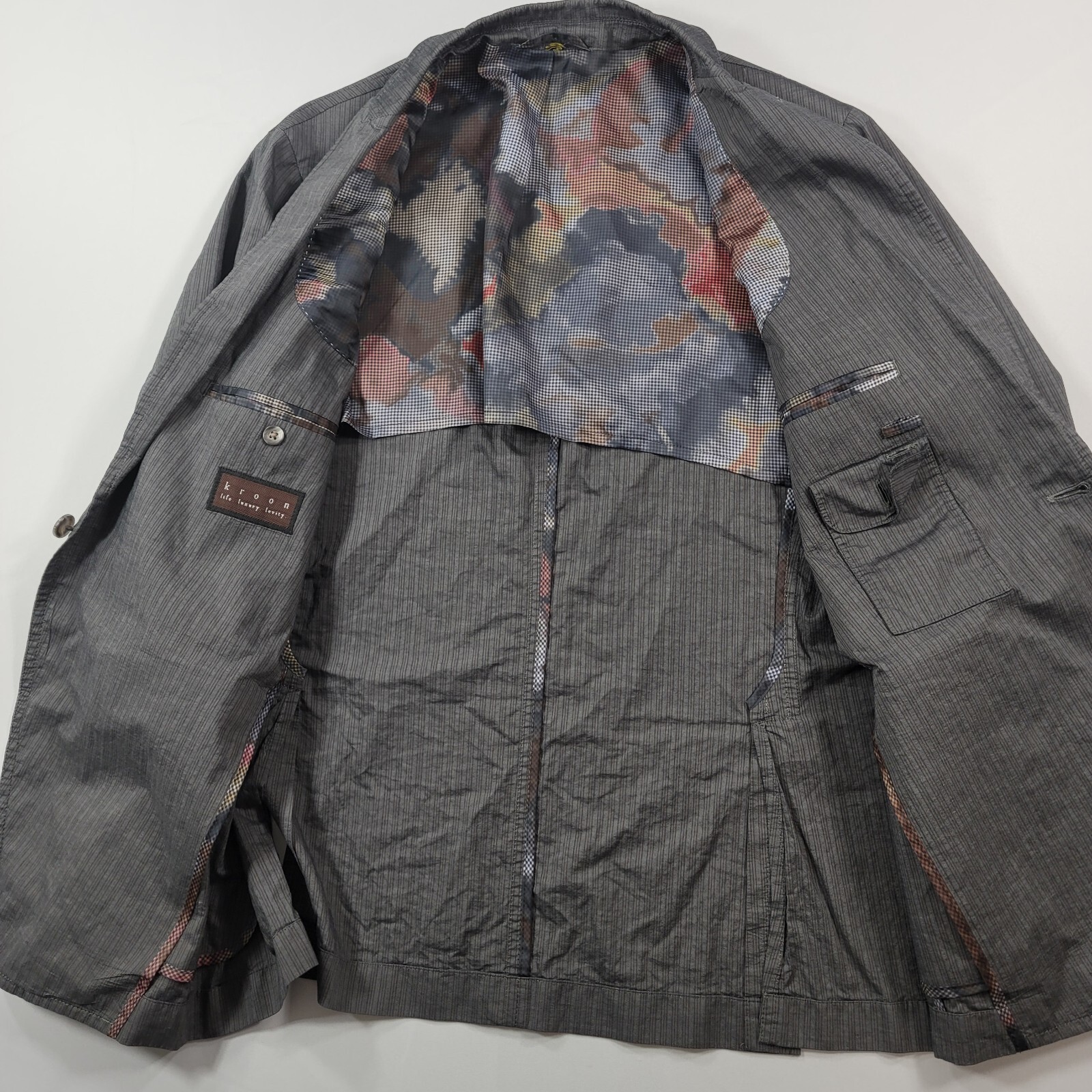 Kroon Lightweight Sport Coat Mens 42R 42 Grey Stripe Cotton Jagger